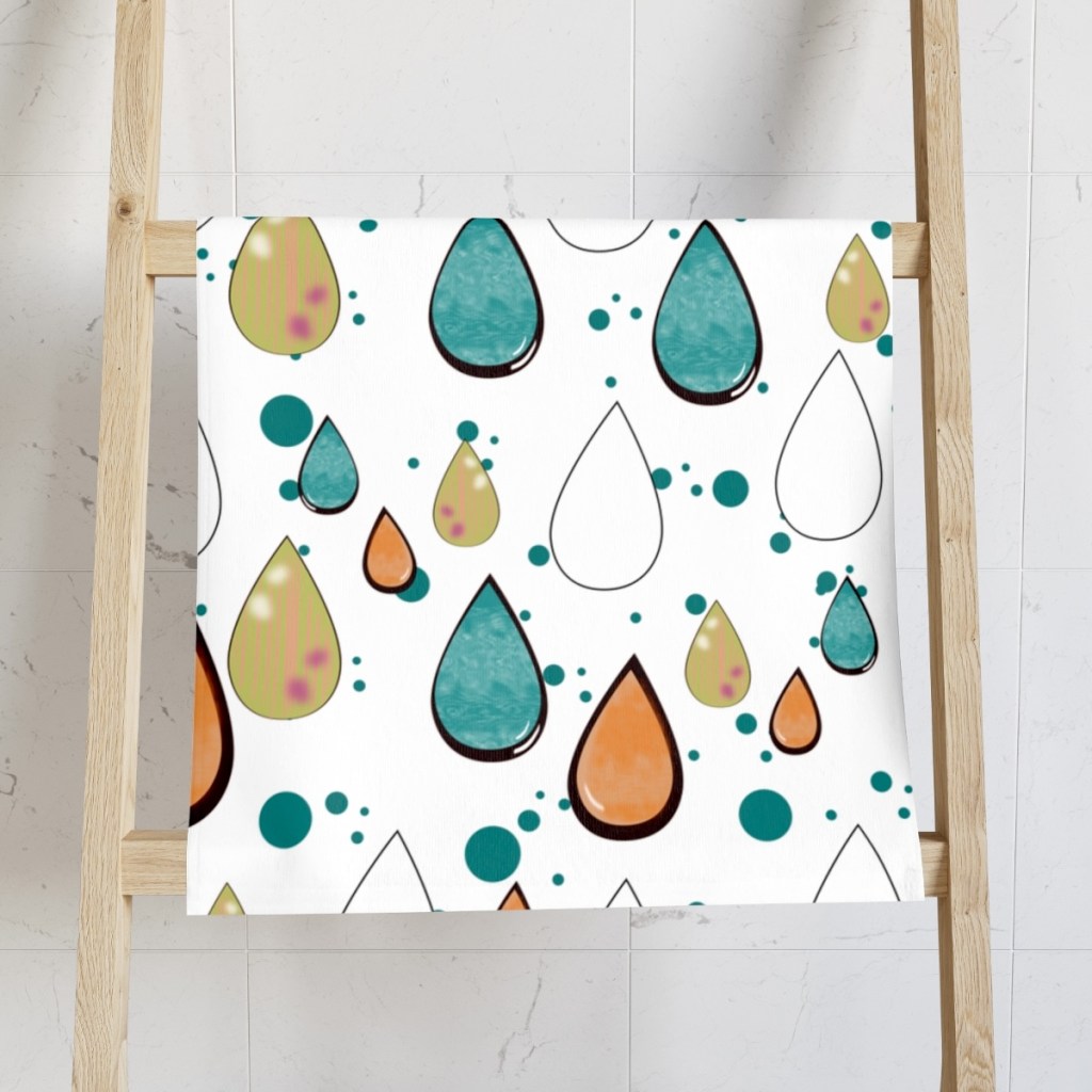 angela redding design's Falling-Raindrops hand towel